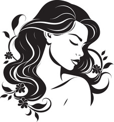 Feminine Serenity Black Logo with a Womans Face Iconic Simplicity Vector Icon with Females Face