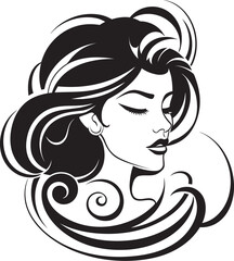 Timeless Elegance Logo Featuring Female Face Intriguing Beauty Black Logo of a Womans Face