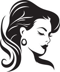 Elegance in Monochrome Female Face Logo Feminine Serenity Black Logo with a Womans Face