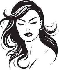 Timeless Allure Black Face Design Emblem Elegance in Monochrome Female Face Logo