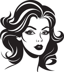 Sculpted Beauty Female Face in Black Logo Timeless Allure Black Face Design Emblem