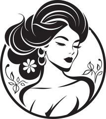 Timeless Elegance Logo Featuring Female Face Intriguing Beauty Black Logo of a Womans Face