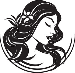 Eternal Allure Logo of a Womans Face Elegant Mystery Black Face Vector Icon
