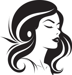 Elegance Illuminated Female Face in Black Logo Iconic Beauty Black Logo with a Females Face