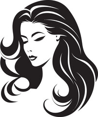 Intriguing Gaze Black Logo of a Womans Face Timeless Charm Logo with Female Face in Black