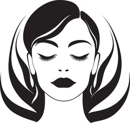 Iconic Simplicity Vector Icon of Black Female Face in Logo Mystical Elegance Black Emblem with Womans Face Icon