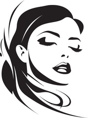 Subtle Charm Black Logo with Womans Face in Monochrome Sculpted Beauty Black Female Face Emblem in Monochrome