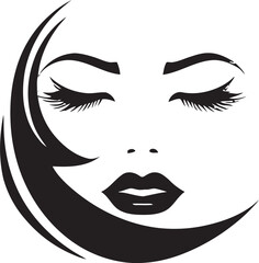 Sculpted Grace Black Logo with Womans Face in Monochrome Timeless Elegance Black Face Emblem Design with Womans Profile