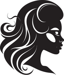 Intriguing Elegance Vector Icon of Females Face in Black Monochrome Subtle Charm Black Logo with Females Face in Monochrome