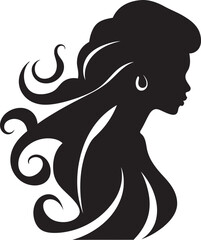 Elegant Lines Black Logo with Females Face Icon in Monochrome Intriguing Simplicity Vector Icon of Females Face in Black Monochrome
