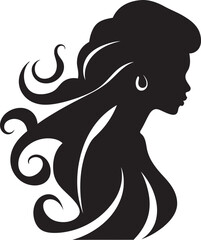 Elegant Lines Black Logo with Females Face Icon in Monochrome Intriguing Simplicity Vector Icon of Females Face in Black Monochrome