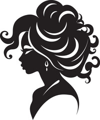 Sculpted Grace Black Logo with Womans Face in Monochrome Timeless Elegance Black Face Emblem Design with Womans Profile in Monochrome