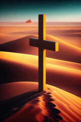 beautiful illustration of a Christian cross skyline landscape city lonely special wood metal concrete modern old clouds gold sun desert snow flowers wallpaper
