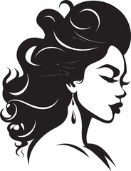 Mystical Gaze Black Emblem with Womans Face Icon in Black Monochrome Eternal Allure Logo with Female Face Icon in Black Monochrome