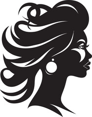 Intriguing Elegance Vector Icon of Females Face in Black Monochrome Subtle Charm Black Logo with Females Face in Monochrome