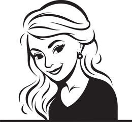 Logo with Female Face Icon in Black Monochrome Empowering Education Female Teacher Unveils Book Vector Logo Design Icon