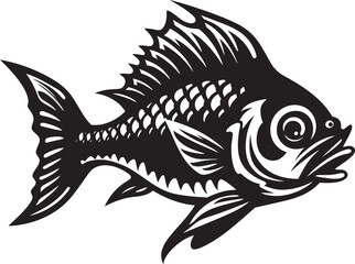 Intricate Icthyology Fish Vector Skeleton Art Underwater Insight Fish Skeleton Logo Design