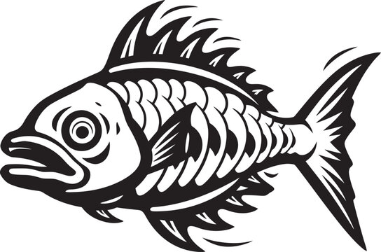Bare Bones Beauty Fish Skeleton Vector Symbol Elegance in Anatomy Fish Bone Logo Design