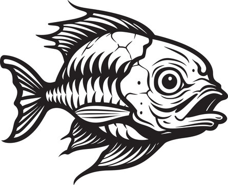 The Art of Ichthyology Bone Fish Logo Sculpting the Deep Fish Skeletal Vector Icon