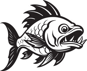 Transparency of the Deep Fish Logo Design The Submerged Skeleton Fish Bone Vector Art