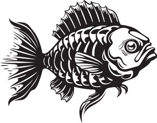 The Submerged Bones Fish Skeleton Logo Design X Ray Vision of the Deep Blue Fish Vector Skeleton