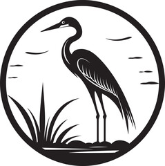 Stylized Black Heron Emblem Heron Symbol for Modern Branding