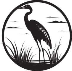 Foto op Plexiglas Contemporary Heron Graphic Design Black and White Heron Emblem © BABBAN
