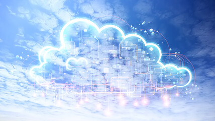 cloud service, abstract blurred background, graphics, cloud shape innovative information transfer and storage technologies