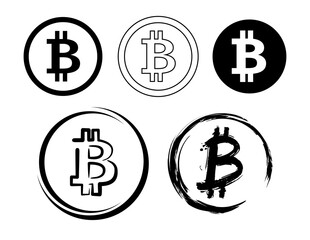 set of vector bitcoin symbols