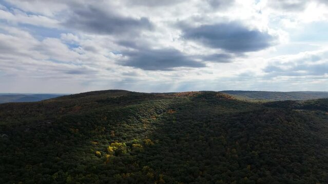 Aerial Drone Landscape Scenery Footage - Foliage, Cloud, Skies, Island, Mountain, Hike, Commercial, Boat, Trees, River - Upstate New York
