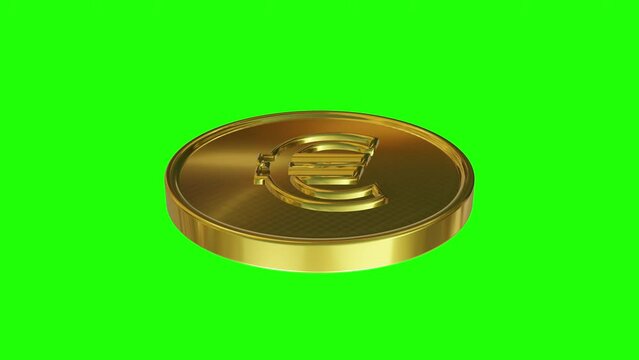 3d animated euro coin with green screen and alpha screen