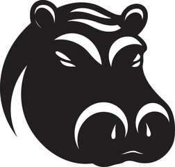 Graceful Hippo Logo in Black Hippo Profile Vector Symbol