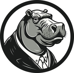 Hippopotamus Majesty in Vector Hippo in Motion Vector Icon