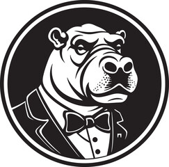Hippo Majesty in Black Hippo Emblem for Modern Branding