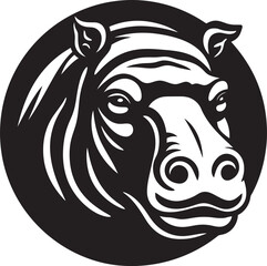 Hippo Majesty in Vector Silhouette Majestic Hippo Emblem with Style