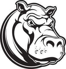 Sleek Black Hippo Symbol Hippo Emblem with a Twist