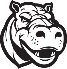 Hippo Logo with Contemporary Flair Bold Black Hippo in Profile