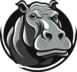 Bold Black Hippo in Profile Hippo Artwork for Modern Branding