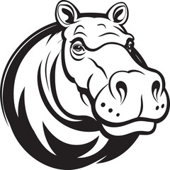 Graceful Hippo Icon Design Elegant Black Hippo Symbol