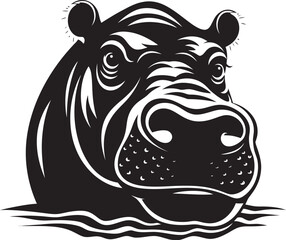 Hippo in Vector Silhouette Bold Black Hippo in Motion