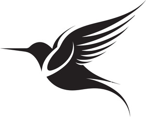 Hummingbird Majesty in Black Graceful Hummingbird Silhouette Emblem