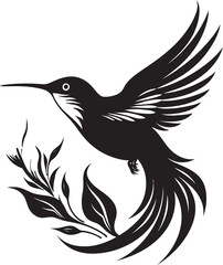 Black and White Hummingbird Icon Hummingbird Artwork for Modern Branding