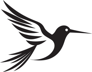 Hummingbird in Vector Artistry Sleek Black Hummingbird Icon