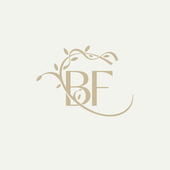 B F BF Beauty vector initial logo, handwriting logo of initial signature, wedding, fashion, jewerly, boutique, floral and botanical with creative template