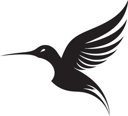 Hummingbird Silhouette in Contemporary Design Black and White Hummingbird Icon