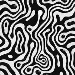 Black and white abstract squiggly line maze pattern optical illusion wallpaper banner