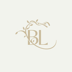 B L BL Beauty vector initial logo, handwriting logo of initial signature, wedding, fashion, jewerly, boutique, floral and botanical with creative template