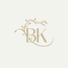 B K BK Beauty vector initial logo, handwriting logo of initial signature, wedding, fashion, jewerly, boutique, floral and botanical with creative template