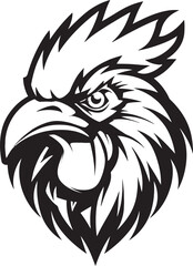 Minimalistic Rooster Vector Bold Black Mascot Logo
