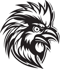 Rooster Majesty in Sleek Black Iconic Rooster Symbol Design in Vector